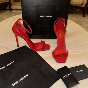 CLOSET CLEAR OUT! FINAL PRICE! Worn Once! Authentic Saint Laurent Amber Sandals